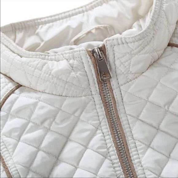 Women’s Quilted Lightweight Padding Jacket / Vest Puffer Coat Winter White - Picture 3 of 11